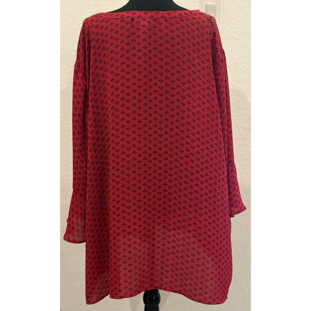 Catherines Red and Black Blouse 3/4 Sleeves Size 4X